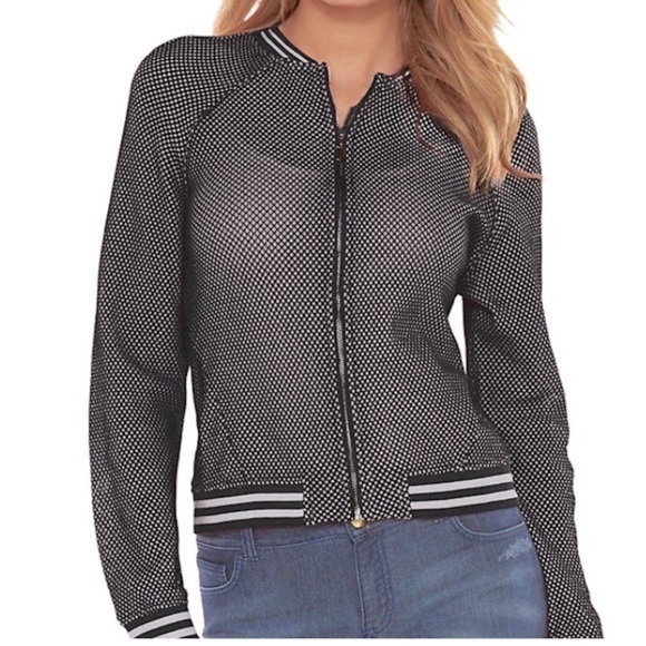 JUICY Couture Black & White Mesh Bomber Track Jacket Lightweight Small - Picture 1 of 7